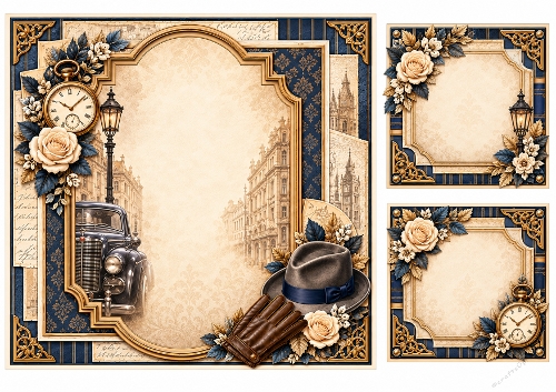 8x8 Vintage Gentleman - Blank Insert 