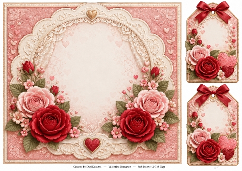 8x8 Valentine Romance - Blank Insert & Gift Tags
