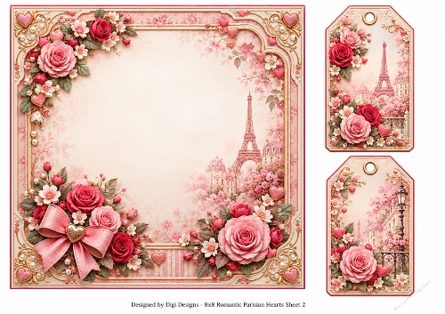 8x8 Parisian Valentine - Blank Insert & Gift Tags