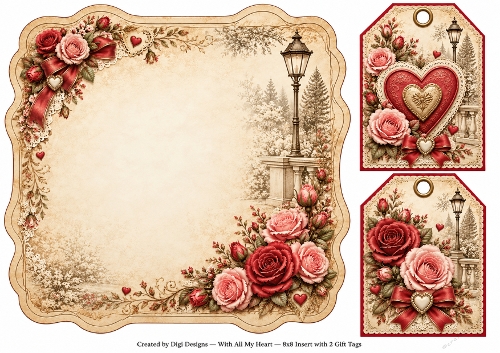 8x8 Vintage Valentine - Blank Insert & Gift Tags