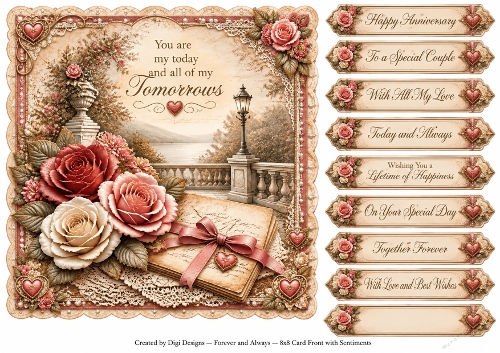 8x8 Vintage Roses Quick Card Front with Sentiments