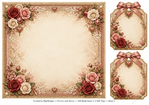 8x8 Vintage Roses - Blank Insert & Gift Tags