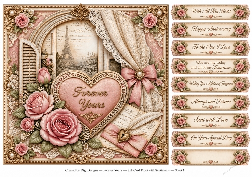 8x8 Vintage Parisian Forever Quick Card Front with Sentiments