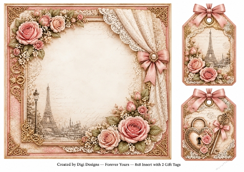 8x8 Vintage Parisian Forever - Blank Insert & Gift Tags
