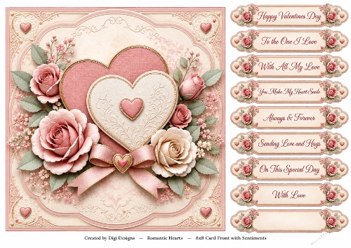 8x8 Romantic Vintage Quick Card Front with Sentiments