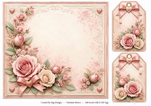 8x8 Romantic Vintage - Blank Insert & Gift Tags