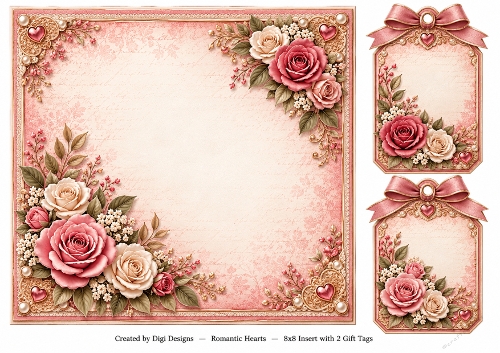 8x8 Romantic Vintage - Blank Insert & Gift Tags