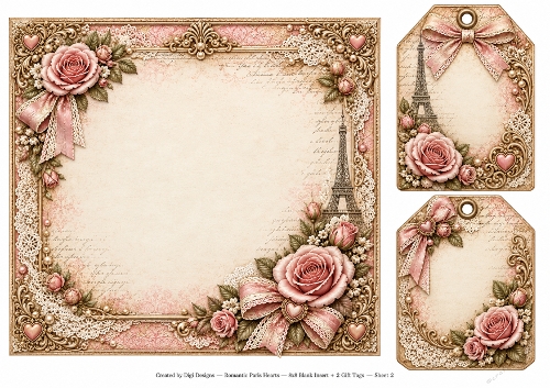 8x8 Romantic Parisian - Blank Insert & Gift Tags