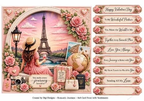 8x8 Romantic Paris Journey Quick Card Front with Sentiments