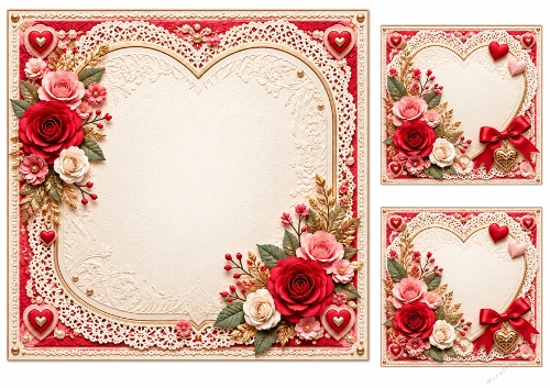 8x8 Romantic Hearts - Blank Insert & Gift Tags