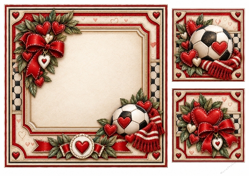 8x8 Red Football Valentine - Blank Insert & Gift Tags