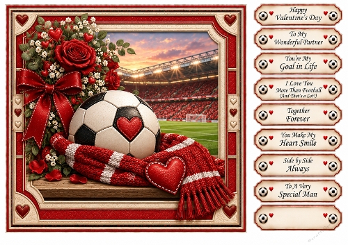 8x8 Liverpool Football Valentine Quick Card Front with Sentiments