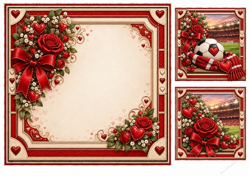 8x8 Liverpool Football Valentine - Blank Insert & Gift Tags