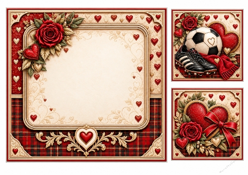 8x8 Romantic Football Valentine - Blank Insert & Gift Tags