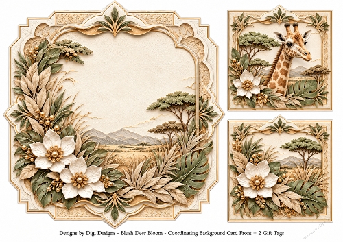8x8 Safari Giraffe - Blank Insert & Gift Tags
