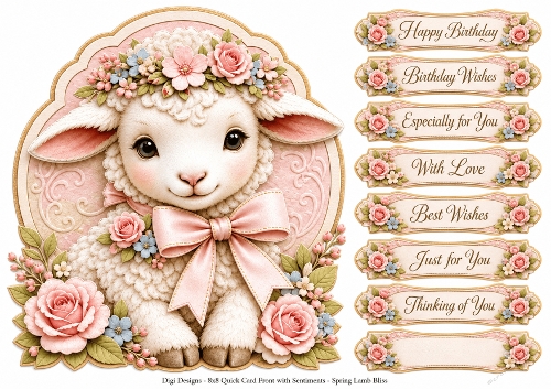8x8 Spring Lamb Quick Card Front with Sentiments 