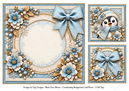 8x8 Winter Penguin - Blank Insert & Gift Tags