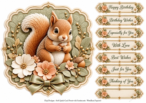 8x8 Woodland Squirrel Quick Card Front with Sentiments 