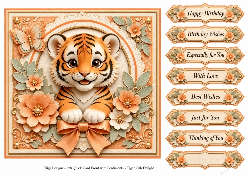 8x8 Tiger Cub Quick Card Front with Sentiments 