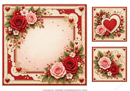 8x8 Romantic Hearts  - Blank Insert 