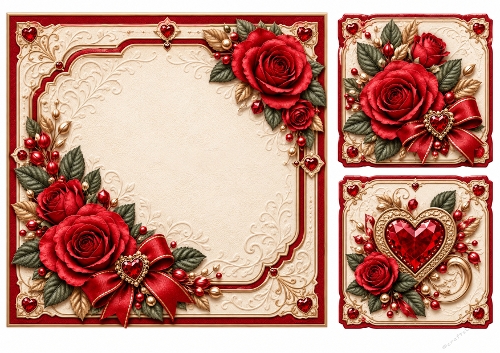 8x8 Ruby Heart  - Blank Insert 