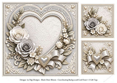 8x8 Silver Heart - Quick Card Front with Sentiments