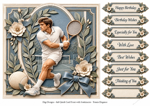 8x8 Tennis Elegance Male - Quick Card Front with Sentiments