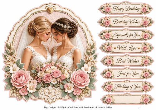 8x8 Romantic Brides - Quick Card Front with Sentiments