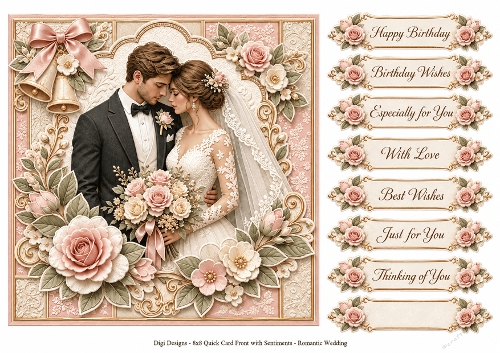 8x8 Romantic Wedding 2 - Quick Card Front with Sentiments