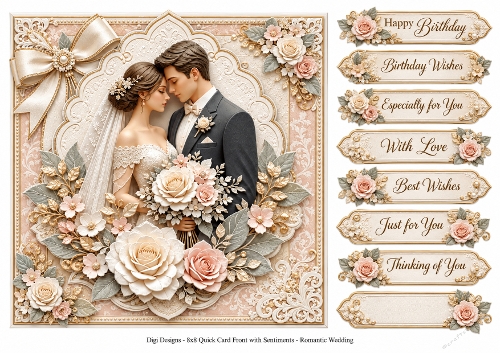 8x8 Romantic Wedding 3 - Quick Card Front with Sentiments