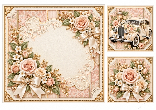 8x8 Vintage Wedding Car 2 - Blank Insert 