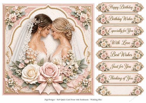 8x8 Wedding Bliss - Quick Card Front with Sentiments