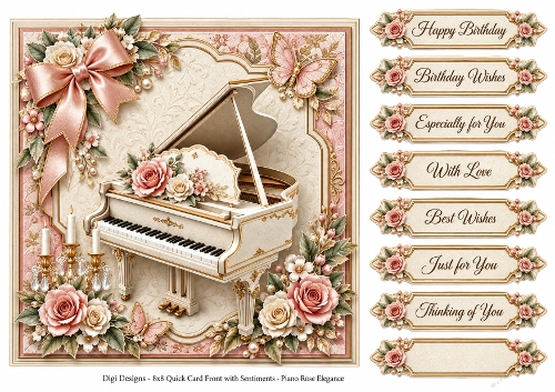 8x8 Vintage Piano - Quick Card Front with Sentiments