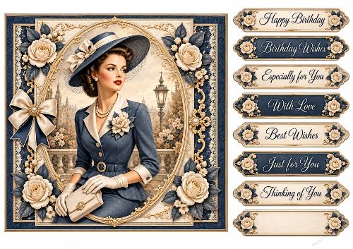 8x8 Vintage Glamour - Quick Card Fron with Sentiment