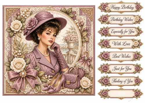 8x8 Vintage Mauve - Quick Card Fron with Sentiment