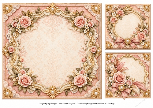 8x8 Vintage Victorian Rose - Blank Insert 