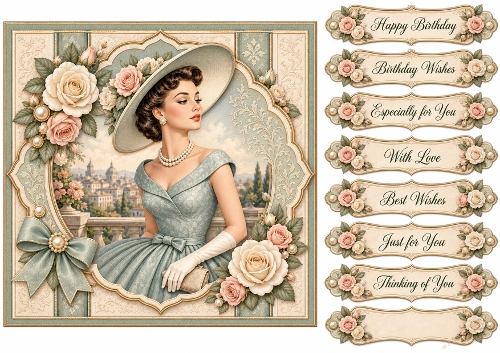 8x8 Vintage Victorian - Quick Card Fron with Sentiment