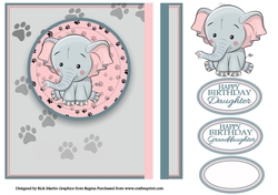 8x8 Fluffy Elephant Quick Card 