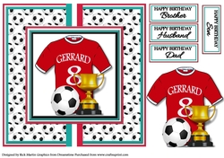 8x8 Gerrard 8 Liverpool Football Card Front with decoupage