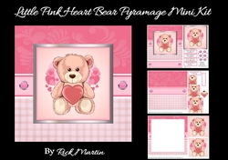 7x7 Pink Heart Bear Mini Kit - x3 A4 sheets 
