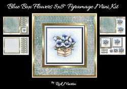 8x8 Blue Box Flowers Mini Pyramage Kit - x4 A4 sheets