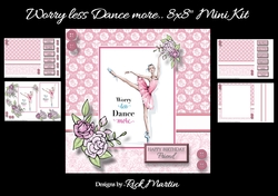 8x8 Worry Less Dance More Topper and Decoupage Mini Kit - x4 A4 Sheets