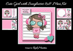 8x8 Cute Girl with Sunglasses - x4 A4 Sheets