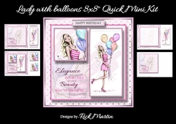 8x8 Lady with balloons Quick Mini Kit