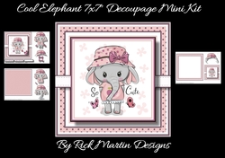 7x7 Cool Elephants Mini Decoupage Kit - x3 A4 sheets