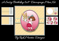 8x8 A Sassy Birthday Mini Oval Pyramage Kit - x4 A4 Sheets