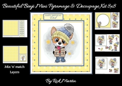8x8 Beautiful Benji Mini Decoupage & Pyramage Kit - x5 A5 Sheets 