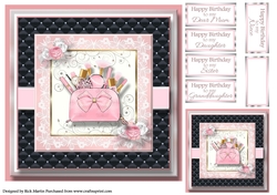 8x8 Pinkaholic 4 Topper with gift tag and sentiments 