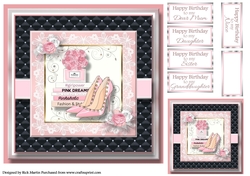8x8 Pinkaholic 7 Topper with gift tag and sentiments