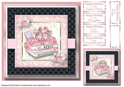 8x8 Pinkaholic 8 Topper with gift tag and sentiments
